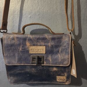 BED|STU Blue and Brown Leather Crossbody Bag
